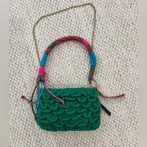 Clare V Green Crochet Shoulder Bag